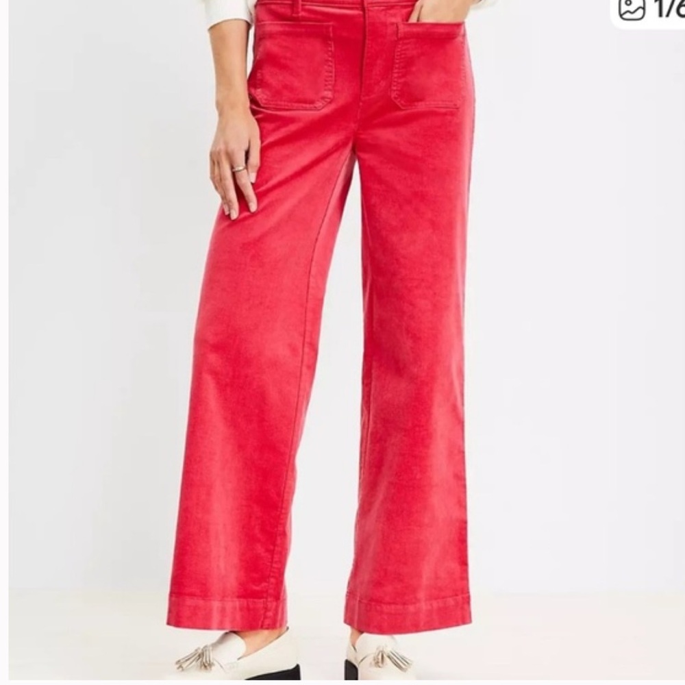 LOFT Women’s Palmer Bright Red Wide Leg Pants